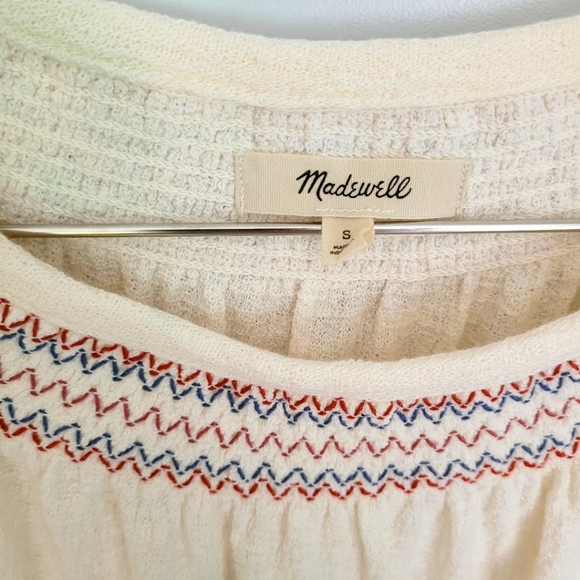Madewell | Ivory Colored Long Sleeve Jacquard Embroidered Top - Picture 4 of 5